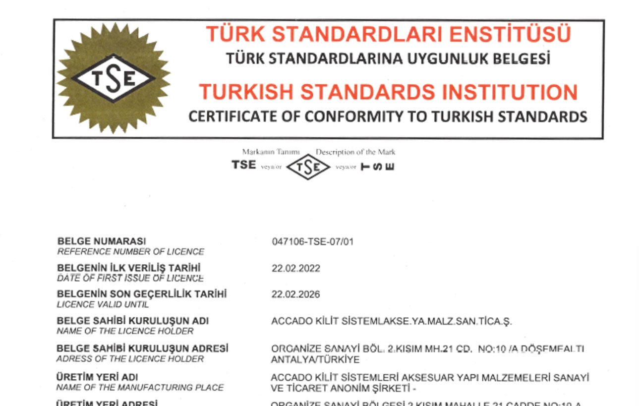 TS EN 1303 CYLINDER (ADOKİLİT)